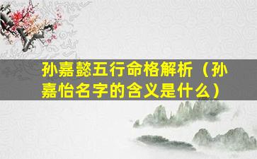 孙嘉懿五行命格解析（孙嘉怡名字的含义是什么）