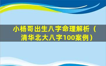 小杨哥出生八字命理解析（清华北大八字100案例）