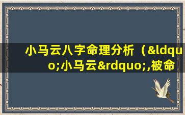 小马云八字命理分析（“小马云”,被命运选中以后）