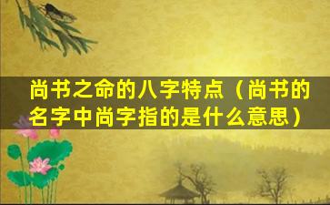 尚书之命的八字特点（尚书的名字中尚字指的是什么意思）