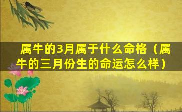 属牛的3月属于什么命格（属牛的三月份生的命运怎么样）