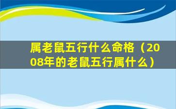 属老鼠五行什么命格（2008年的老鼠五行属什么）