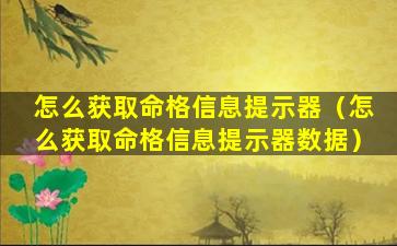 怎么获取命格信息提示器（怎么获取命格信息提示器数据）