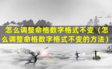 怎么调整命格数字格式不变（怎么调整命格数字格式不变的方法）