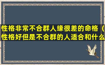 性格非常不合群人缘很差的命格（性格好但是不合群的人适合和什么人结婚）