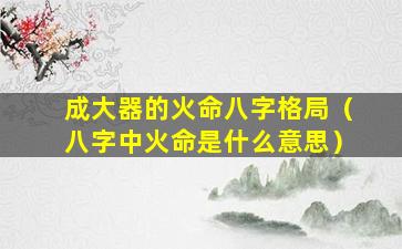 成大器的火命八字格局（八字中火命是什么意思）