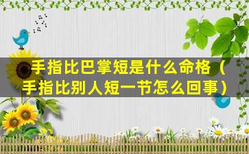 手指比巴掌短是什么命格（手指比别人短一节怎么回事）