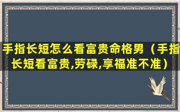 手指长短怎么看富贵命格男（手指长短看富贵,劳碌,享福准不准）