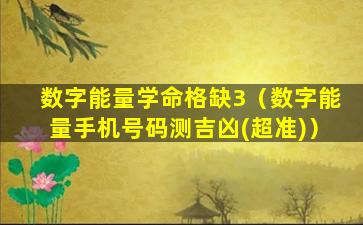 数字能量学命格缺3（数字能量手机号码测吉凶(超准)）