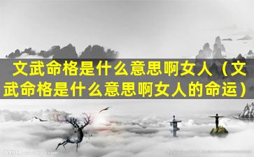 文武命格是什么意思啊女人（文武命格是什么意思啊女人的命运）