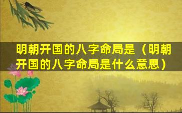 明朝开国的八字命局是（明朝开国的八字命局是什么意思）