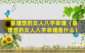 最理想的女人八字命理（最理想的女人八字命理是什么）