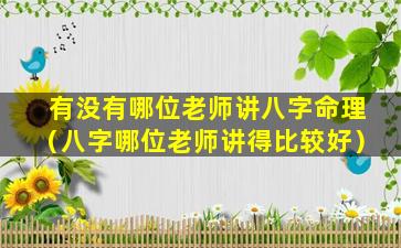 有没有哪位老师讲八字命理（八字哪位老师讲得比较好）