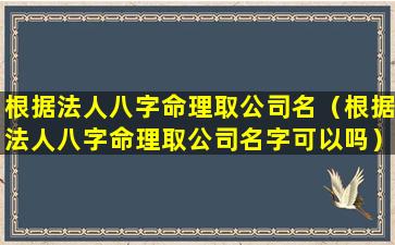 根据法人八字命理取公司名（根据法人八字命理取公司名字可以吗）