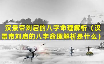 汉景帝刘启的八字命理解析（汉景帝刘启的八字命理解析是什么）