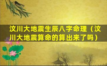 汶川大地震生辰八字命理（汶川大地震算命的算出来了吗）