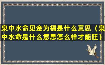 泉中水命见金为福是什么意思（泉中水命是什么意思怎么样才能旺）