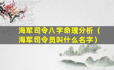 海军司令八字命理分析（海军司令员叫什么名字）