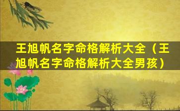 王旭帆名字命格解析大全（王旭帆名字命格解析大全男孩）