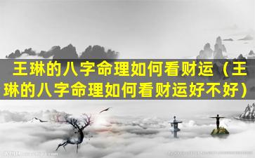 王琳的八字命理如何看财运（王琳的八字命理如何看财运好不好）