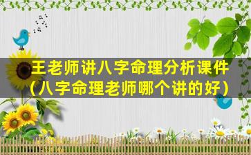 王老师讲八字命理分析课件（八字命理老师哪个讲的好）