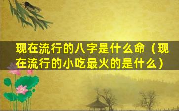 现在流行的八字是什么命（现在流行的小吃最火的是什么）