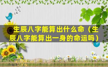 生辰八字能算出什么命（生辰八字能算出一身的命运吗）