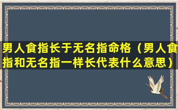 男人食指长于无名指命格（男人食指和无名指一样长代表什么意思）