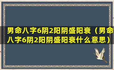 男命八字6阴2阳阴盛阳衰（男命八字6阴2阳阴盛阳衰什么意思）