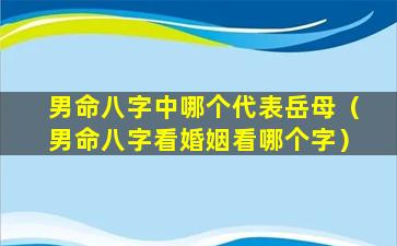 男命八字中哪个代表岳母（男命八字看婚姻看哪个字）