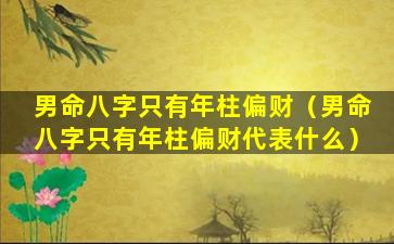 男命八字只有年柱偏财（男命八字只有年柱偏财代表什么）