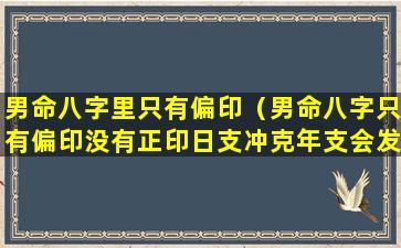 男命八字里只有偏印（男命八字只有偏印没有正印日支冲克年支会发生什么事）