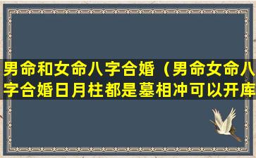 男命和女命八字合婚（男命女命八字合婚日月柱都是墓相冲可以开库吗）