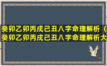 癸卯乙卯丙戌己丑八字命理解析（癸卯乙卯丙戌己丑八字命理解析大全）