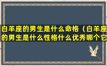 白羊座的男生是什么命格（白羊座的男生是什么性格什么优秀哪个它的特点是优雅）