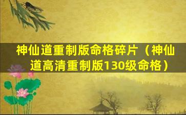 神仙道重制版命格碎片（神仙道高清重制版130级命格）