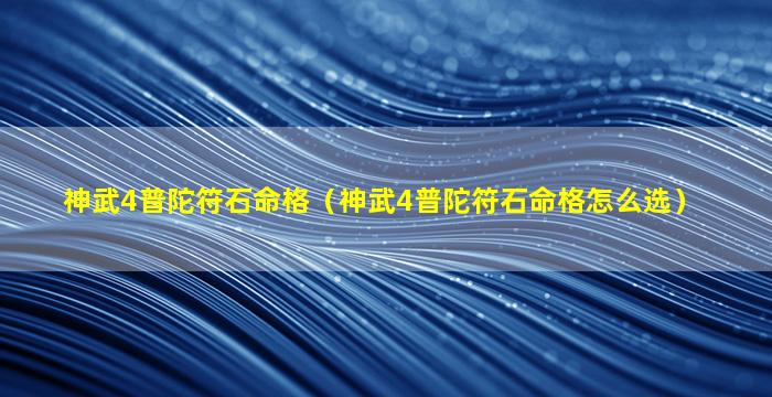 神武4普陀符石命格（神武4普陀符石命格怎么选）