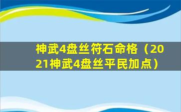 神武4盘丝符石命格（2021神武4盘丝平民加点）