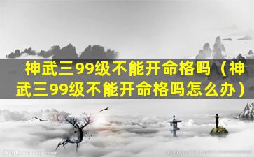 神武三99级不能开命格吗（神武三99级不能开命格吗怎么办）