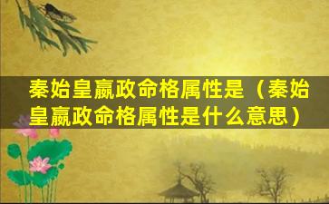 秦始皇嬴政命格属性是（秦始皇嬴政命格属性是什么意思）