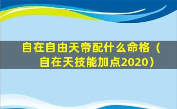 自在自由天帝配什么命格（自在天技能加点2020）