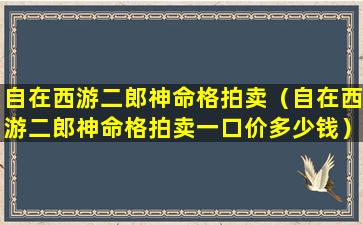 自在西游二郎神命格拍卖（自在西游二郎神命格拍卖一口价多少钱）