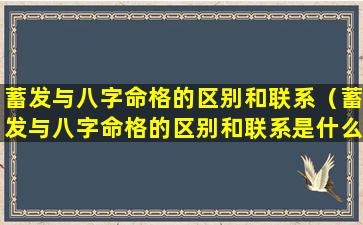 蓄发与八字命格的区别和联系（蓄发与八字命格的区别和联系是什么）