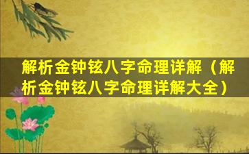 解析金钟铉八字命理详解（解析金钟铉八字命理详解大全）