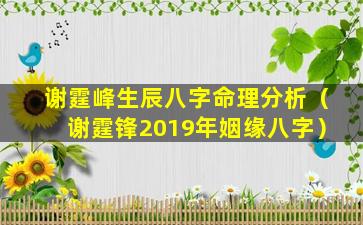 谢霆峰生辰八字命理分析（谢霆锋2019年姻缘八字）