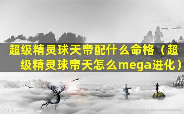 超级精灵球天帝配什么命格（超级精灵球帝天怎么mega进化）