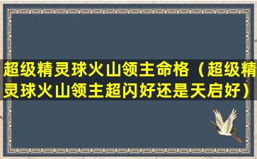 超级精灵球火山领主命格（超级精灵球火山领主超闪好还是天启好）
