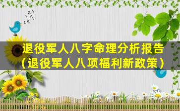 退役军人八字命理分析报告（退役军人八项福利新政策）