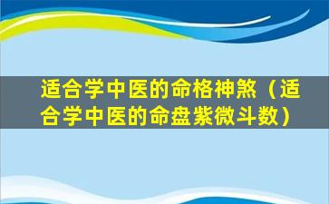 适合学中医的命格神煞（适合学中医的命盘紫微斗数）