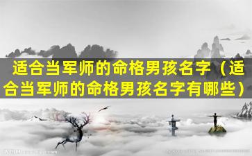 适合当军师的命格男孩名字（适合当军师的命格男孩名字有哪些）